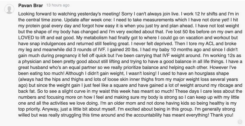 Client testimonial